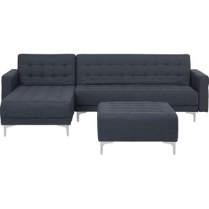 Beliani - Ecksofa Grau Polsterbezug L-Förmig Rechtsseitig Schlaffunktion Klassisch Ottomane Wohnzimmer