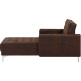 Beliani ABERDEEN - Chaise longue in kunstleer - Bruin - Verstelbare rugleuning - Stijlvol en comfortabel - Modulair ontwerp - Metalen poten