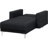 Chaise longue donkergrijs polyester getuft metalen poten verstelbare rugleuning