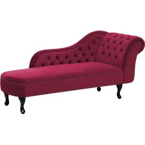 Beliani NIMES - Chaise longue in Chesterfield stijl - Rood fluweel - Glamoureus design