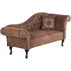 LATTES - Chaise longue - Bruin - Rechterzijde - Kunstsuède