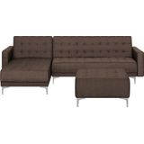 Beliani ABERDEEN - Stijlvolle Slaapbank met Ottomaan - Bruin Polyester - Modern Design