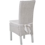 Set van 2 eetkamerstoelen wit rotan rieten wicker mangohout boho binnen modern design