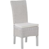 Set van 2 eetkamerstoelen wit rotan rieten wicker mangohout boho binnen modern design