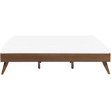 Tweepersoons bed 180 x 200 bedframe donker MDF met lattenbodem