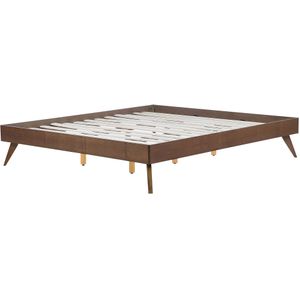 Bedframe donkerhout modern lattenbodem MDF tweepersoonsbed 180 x 200 cm Berric