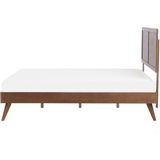 Tweepersoons bed donker MDF 160 x 200 cm frame met hoofdbord en lattenbodem