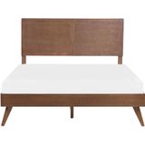 Tweepersoons bed donker MDF 180 x 200 cm frame met hoofdbord en lattenbodem