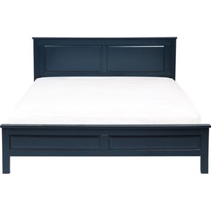 OLIVET - Tweepersoonsbed - Blauw - 160 x 200 cm - Dennenhout