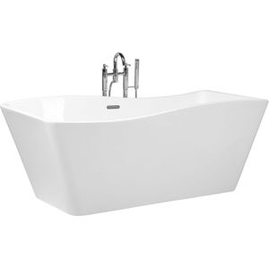 Vrijstaand bad wit sanitair acryl enkel 170 x 78 cm golvend rechthoekig modern ontwerp badkuip
