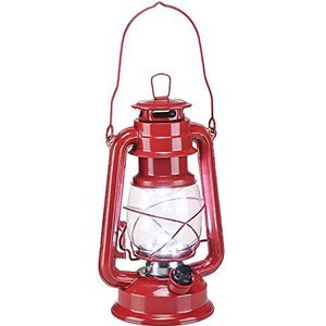 Led-stormlantaarn rood van metaal met 15 leds - werkt op batterijen - camping lantaarn tuin lamp lamp lamp dimbaar