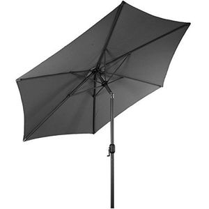 Spetebo Aluminium parasol 250 cm met knikgewricht + zwengel - martktscherm zwengelscherm, grijs, 250 cm
