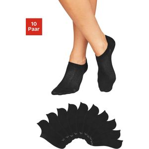 Enkelsokken - Zwart - 10 Paar - Geribd - Versterkte Hiel