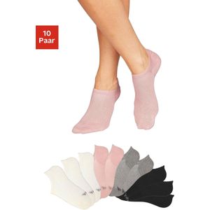 Enkelsokken - Ecru - 10 Paar - Geribd - Versterkte Hiel