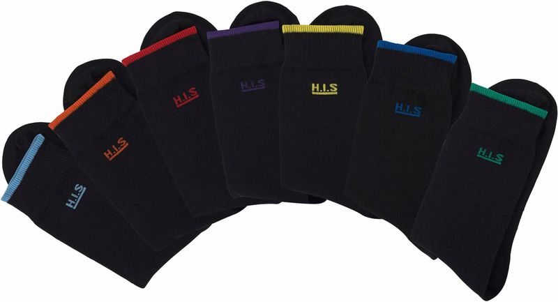 H.I.S Socken, (Packung, 7 Paar), mit farbigen Bündchen