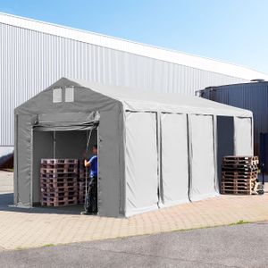 Opslagtent 4x10m PVC 850 grijs waterdicht met Grondframe