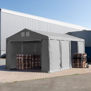 Opslagtent 6x8m PVC 850 grijs waterdicht met Grondframe