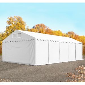 Opslagtent 6x10m PVC 1400 wit waterdicht met Grondframe