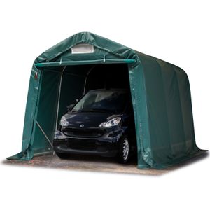 Garagetent 2,4 x 3,6 m carport PVC 800 N-zeil beschutting opslagtent weidetent donkergroen