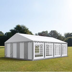 Partytent feesttent 5x8 m tuinpaviljoen -tent PVC 700 N in grijs-wit waterdicht