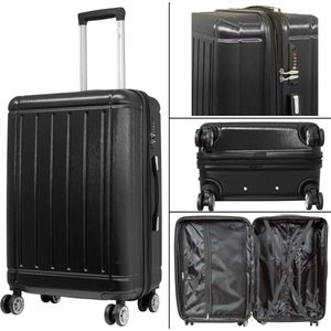 Reiskoffer - Koffer met TSA slot - Reis koffer op wielen - Polycaronaat - 64 Liter - Parma - Zwart - Travelsuitcase - M