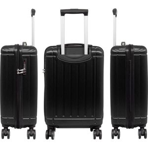 Handbagage koffer - Reiskoffer trolley - Lichtgewicht koffers met slot op wielen - Polycarbonaat - 42 Liter - Parma - Zwart - Travelsuitcase - S