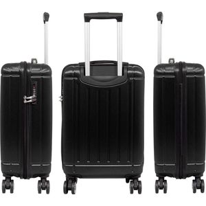 Travelsuitcase - Koffer Parma - Reiskoffer met cijferslot - Polycarbonaat - Hoogglans - Zwart - Maat S