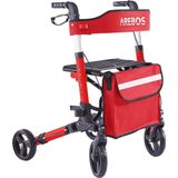 AREBOS Aluminium Lichtgewicht Rollator | Inklapbaar | Medical opvouwbare lichtgewicht rollator carbon | belasting tot 136 kg | Rood