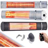 AREBOS Infrarood Heater - 2000W - 3 Warmteniveaus - Terrasverwarmer Elektrisch - Binnen en Buiten Gebruik - Zilver