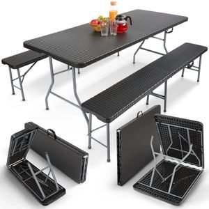 Relaxdays biertafel set, 3-delig, inklapbaar, bierbanken met grote