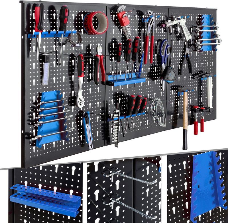 AREBOS Gereedschapswand - 17 delig - Gereedschapsbord - Gereedschapshouder - 120 x 59,5 x 2 cm