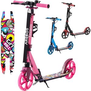 Arebos Scooter - Step Kinderen - LED-XXL Wielen - Scooter Kinderen - Roze - Kick Scooter - Step 2 Wielen - Max 100 kg - Opvouwbare Scooter