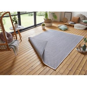 freundin Home Collection Ivy Tapijt voor binnen en buiten, omkeerbaar tapijt, weerbestendig, modern design, tapijt voor balkon, terras, serre, badmat, woonkamertapijt, blauw, crème, 160 x 230 cm