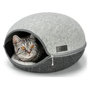 Kattenmand - Kattengrot - Donkergrijs/Lichtgrijs - Polyester Vilt
