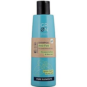 GRN 1552-003 Shades of Nature [GREEN] biologische cosmetica shampoo anti-vet - zeezout & biologische citroenmelisse - voor snel vettig haar - veganistisch, 250 ml,Groen