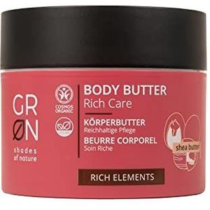 GRN [GREEN] biologische cosmetica body butter rijke verzorging - biologische sheaboter - voor veeleisende, rijpere huid - smelt bij aanbrengen - vegan - 200 ml