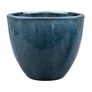 Teramico Bloempot, van steengoed, blauw, wit, antraciet, zwart, 23 cm - 37 cm, vorstbestendig (Falling Grey, 30 x 27 cm)