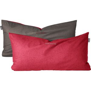 SCHIESSER Kussens 'Doubleface Renforcé'  donkergrijs / rood