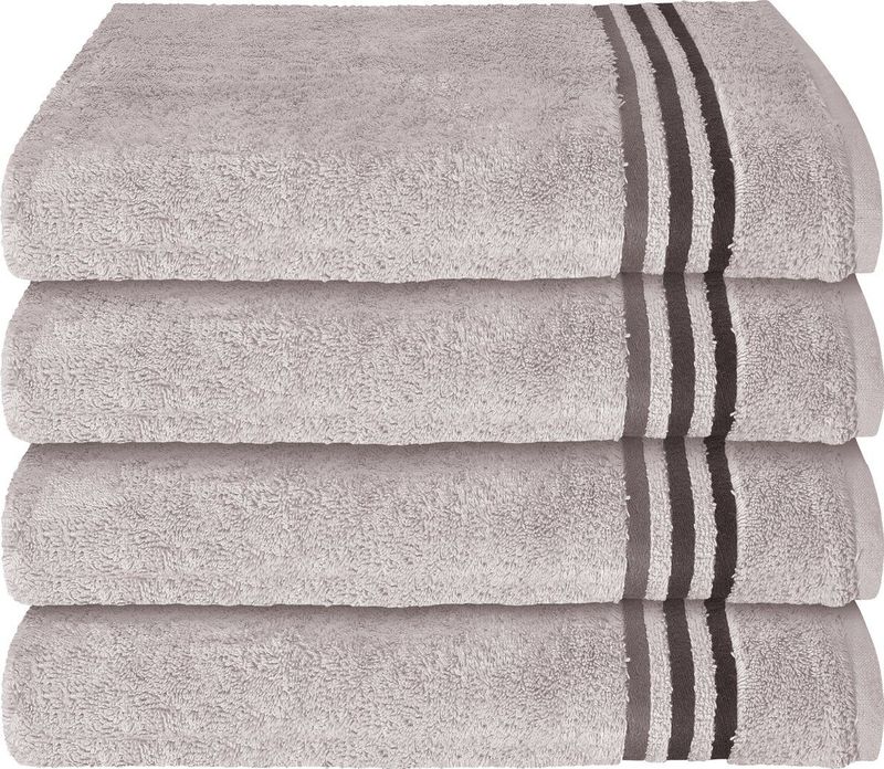 Schiesser Handtücher »Skyline Color aus 100 % Baumwolle mit eleganter Streifenbordüre«, (Set, 4 St., 4 Handtücher (50x100 cm), MADE IN GREEN by OEKO-TEX®