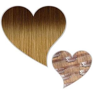 GLOBAL EXTEND® Balayage Root naadloze clip in extensions #06/15 - hazelnootbruin, chai blond, 60 cm, 240 g, volume: 100% echt haar, naadloze haarverlenging