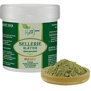 VITA IDEAL Vegan® Vitaideal Selderij - Bladeren poeder 200g - Apium graveolens - Dagelijkse portie 900 mg selderijbladeren zuiver poeder. Inclusief maatlepel, origineel van Vitaideal.