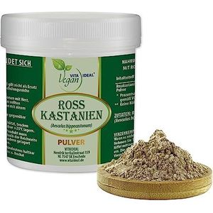 Vita IDEAL Vegan® paardenkastanje - vruchtenpoeder 100g - Aesculus hippocastanum - dagelijkse portie 1000 mg paardenkastanjevruchten zuiver poeder. Inclusief maatlepel, origineel van VitaIDEAL