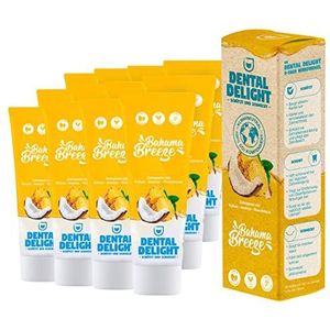 DENTAL DELIGHT Bahama Breeze 12x fruitige tandpasta ananas kokos smaak, klimaatneutraal zonder microplastic, 12 stuks