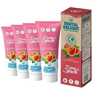 DENTAL DELIGHT Sunny Splash 4-pack Tandpasta, Grapefruit-Munt, Veganistische, Klimaatneutrale, Microplastic-Vrij