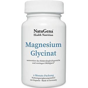 NatuGena Magnesium-glycinaat / hoge biologische beschikbaarheid / 100% zuiver magnesiumbisglycinaat van de hoogste kwaliteit / 120 capsules / verpakking van 2 maanden