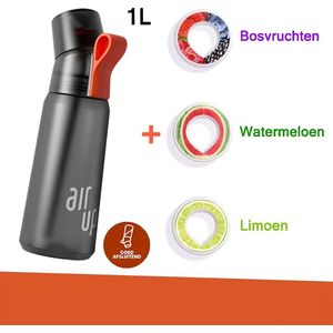 Air Up Drinkfles 1000 ml Antraciete Fles inclusief 3 Pods - starterskit - Air Up fles - gerecycleerd materiaal