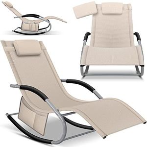 KESSER® Ligstoel Relaxligstoel Schommelstoel | Tuinligstoel | Inklapbare stoel | Ligstoel | Schommelstoel | Ergonomische relaxfauteuil | Weerbestendig | 150 kg belastbaar | Beige