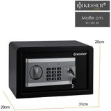 KESSER® Elektr. Tresor Inkl. Batteriebox Elektronischer Safe 3x Doppelbolzenverriegelung Boden Wandtresor Möbeltresor Innenbeleuchtung S