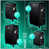 KESSER® 4tlg. Hartschalenkofferset Hartschalenkoffer Reisekoffer Set Reisekofferset Trolley Koffer Inkl. Kofferwaage + Gepäckanhänger Rollkoffer Schloss 4 Rollen ABS-Hartschale Teleskopgriff S-M-L-XL