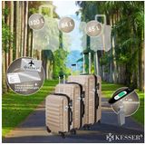 KESSER® 3tlg. Hartschalenkofferset Hartschalenkoffer Reisekoffer Set Reisekofferset Trolley Koffer Inkl. Kofferwaage + Gepäckanhänger Rollkoffer Schloss 4 Rollen ABS-Hartschale Teleskopgriff M-L-XL